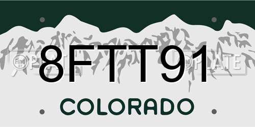 8FTT91 Colorado License Plate