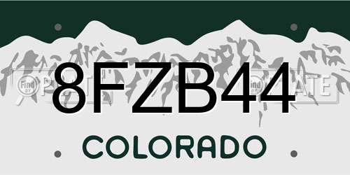 8FZB44 Colorado License Plate