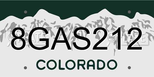 8GAS212 Colorado License Plate