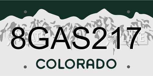 8GAS217 Colorado License Plate