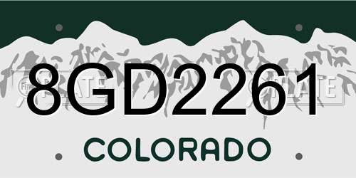 8GD2261 Colorado License Plate