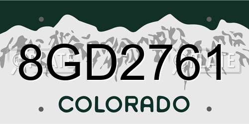 8GD2761 Colorado License Plate