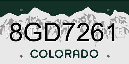 8GD7261 Colorado License Plate