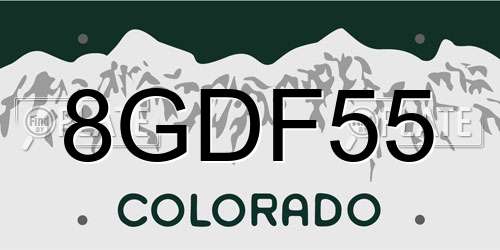 8GDF55 Colorado License Plate
