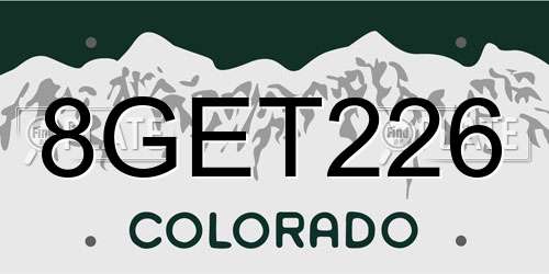 8GET226 Colorado License Plate