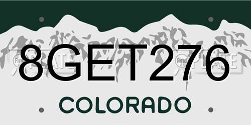 8GET276 Colorado License Plate
