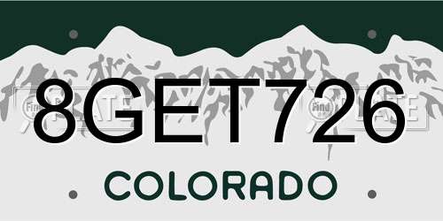 8GET726 Colorado License Plate