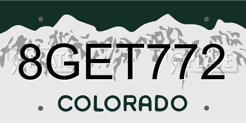 8GET772 Colorado License Plate