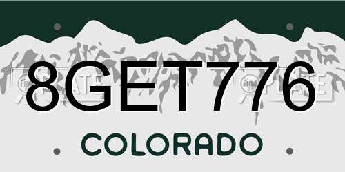 8GET776 Colorado License Plate