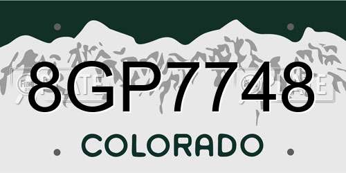 8GP7748 Colorado License Plate