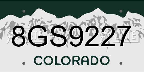 8GS9227 Colorado License Plate