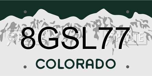 8GSL77 Colorado License Plate