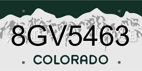 8GV5463 Colorado License Plate