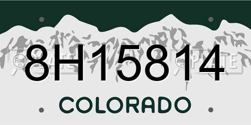 8H15814 Colorado License Plate