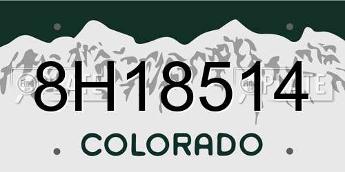 8H18514 Colorado License Plate