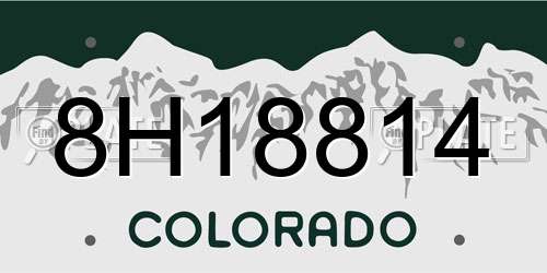 8H18814 Colorado License Plate