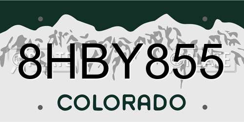 8HBY855 Colorado License Plate