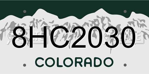 8HC2030 Colorado License Plate
