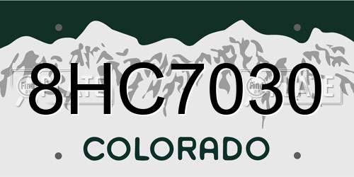 8HC7030 Colorado License Plate