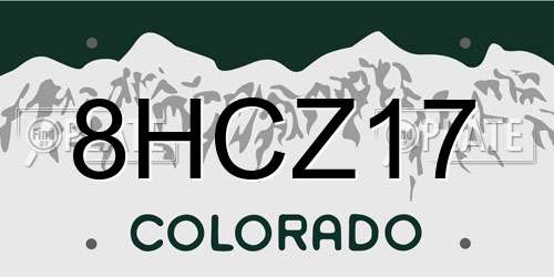 8HCZ17 Colorado License Plate
