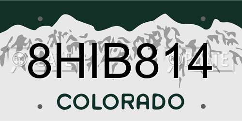 8HIB814 Colorado License Plate