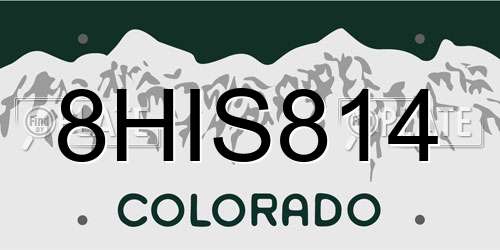 8HIS814 Colorado License Plate