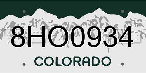 8HO0934 Colorado License Plate
