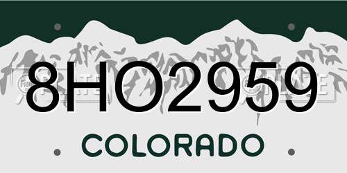 8HO2959 Colorado License Plate