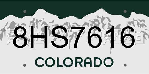 8HS7616 Colorado License Plate