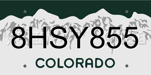 8HSY855 Colorado License Plate