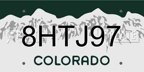 8HTJ97 Colorado License Plate