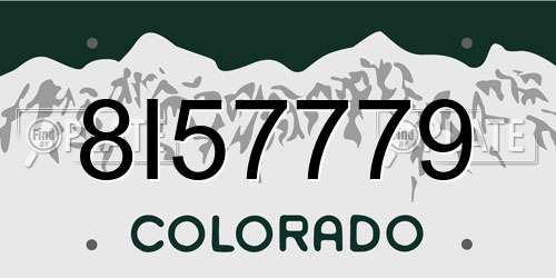 8I57779 Colorado License Plate