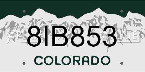 8IB853 Colorado License Plate