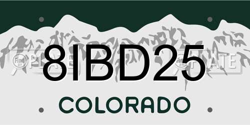 8IBD25 Colorado License Plate