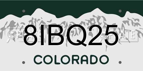 8IBQ25 Colorado License Plate