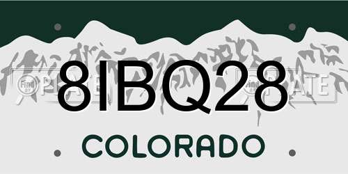 8IBQ28 Colorado License Plate