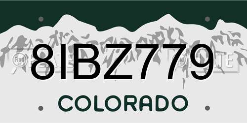8IBZ779 Colorado License Plate