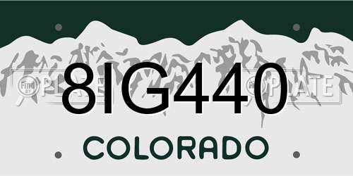 8IG440 Colorado License Plate