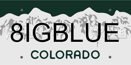 8IGBLUE Colorado License Plate