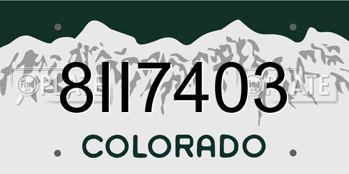8II7403 Colorado License Plate