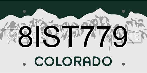 8IST779 Colorado License Plate