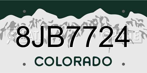 8JB7724 Colorado License Plate