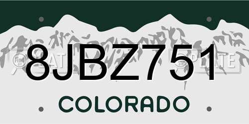 8JBZ751 Colorado License Plate