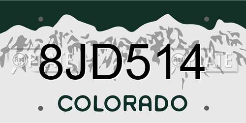 8JD514 Colorado License Plate