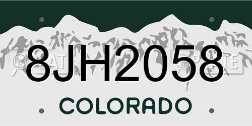 8JH2058 Colorado License Plate
