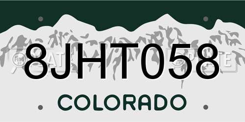 8JHT058 Colorado License Plate