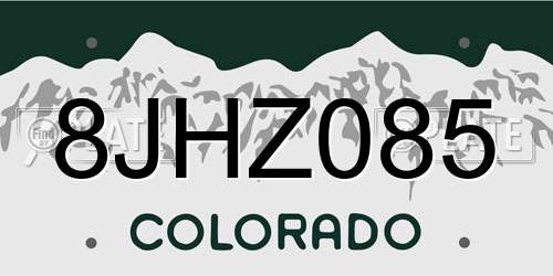 8JHZ085 Colorado License Plate