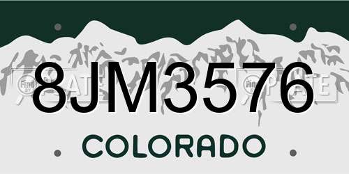 8JM3576 Colorado License Plate