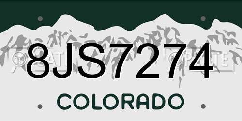 8JS7274 Colorado License Plate