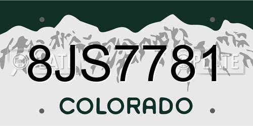 8JS7781 Colorado License Plate